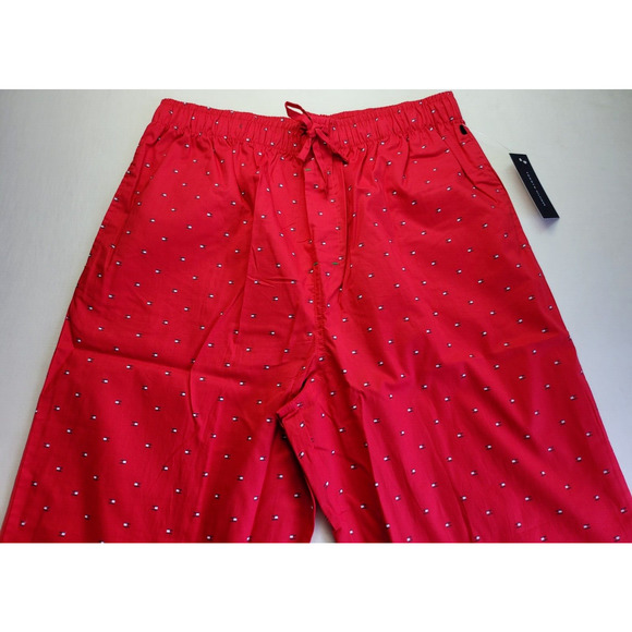Tommy Hilfiger Men’s Pajama Lounge Sleep Pants Large Red Allover Logo MSRP$42 - Picture 4 of 7